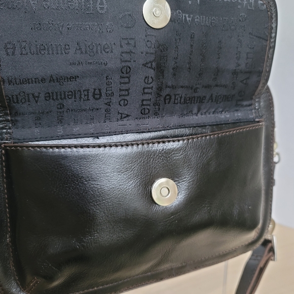 Etienne Aigner Black Leather Adjustable Strap Crossbody Camera Bag Purse - Picture 5 of 16